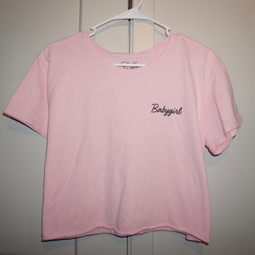 CROP TOP TEE SHIRT PINK WOMENS SIZE XL
